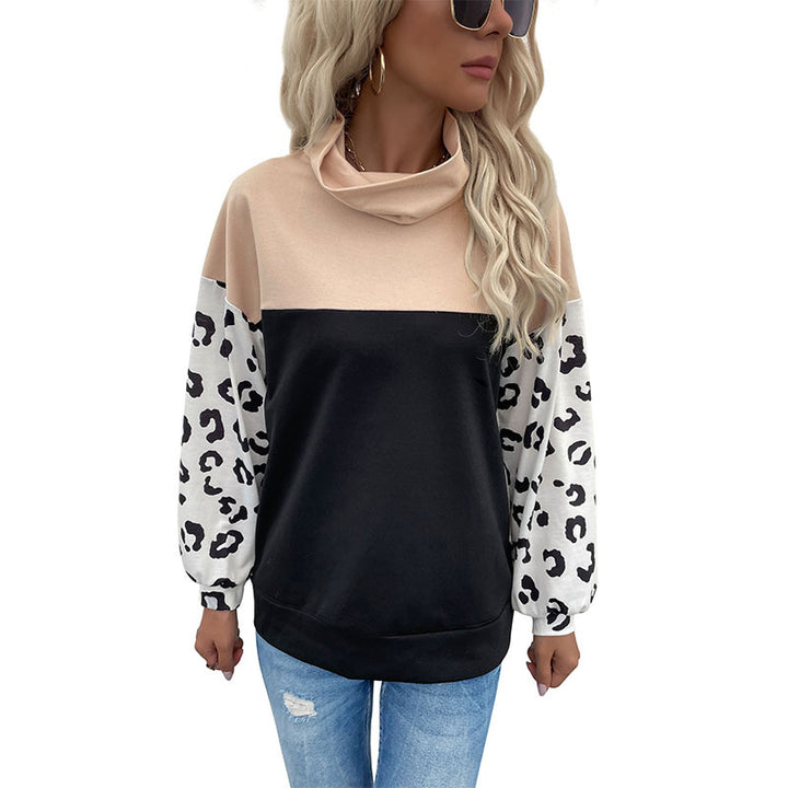 Sweat-shirt féminin à la mode avec imprimé animal et col montant Chic & Stil