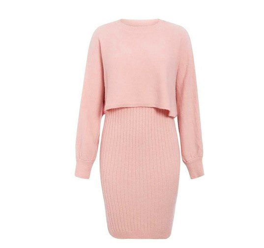Knit dress for women with a short body and ribbed structure Lune London