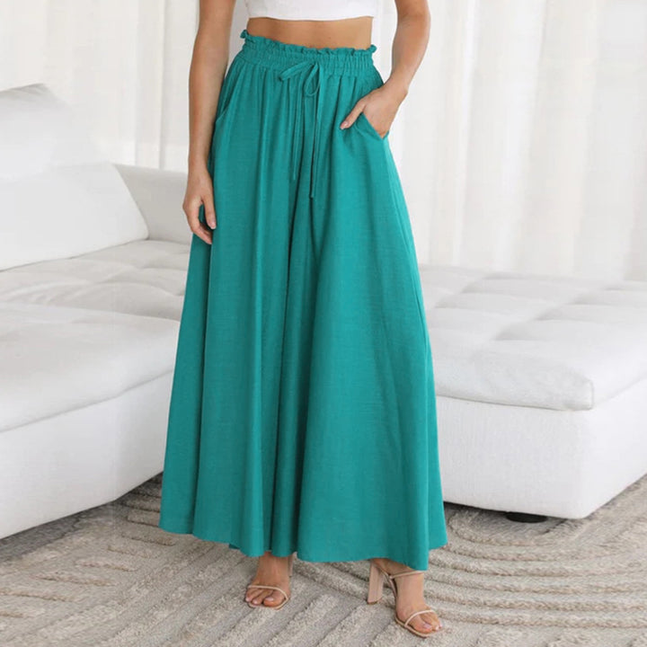Women's Flowing Maxi Pants with Elastic Waistband and Pockets