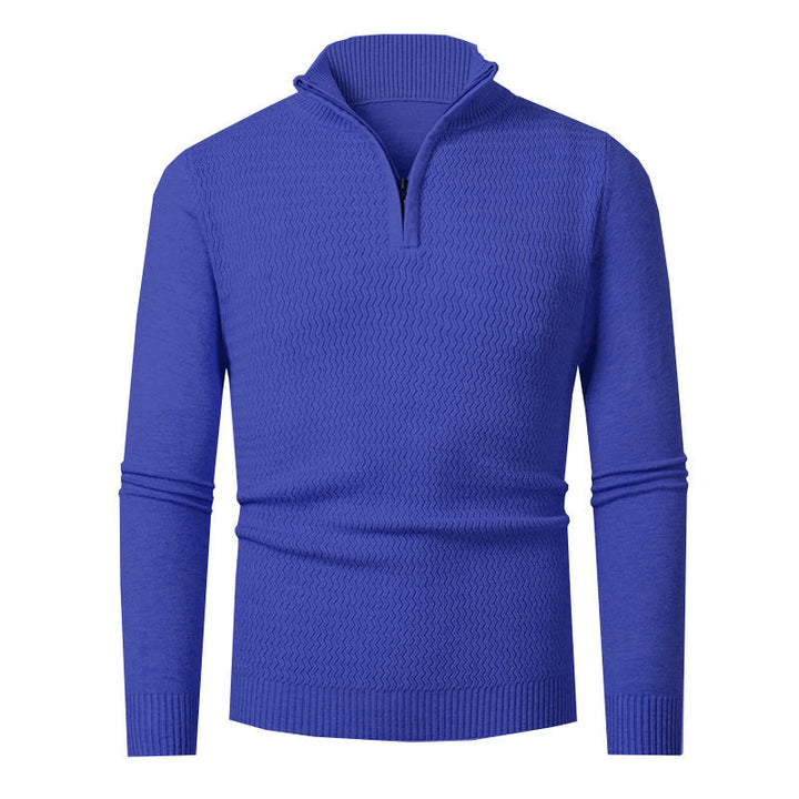 Elegant knitted sweater for men with zip and textured wave design Lune London