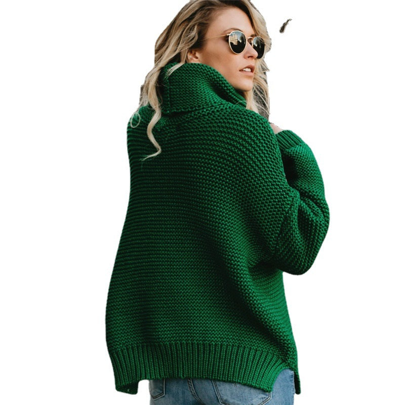 Chunky knit sweater for women with high turtleneck and wide sleeves Lune London
