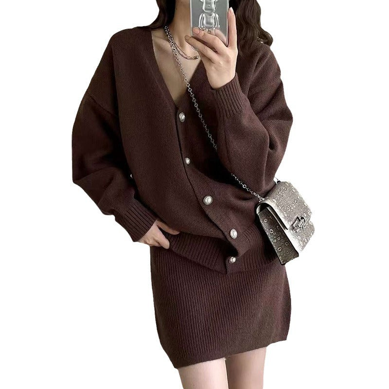 Knit dress for women with a fine rib pattern and an asymmetrical cut Lune London