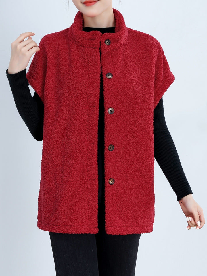 Ladies Cozy Cardigan with Buttons and Chic High Collar