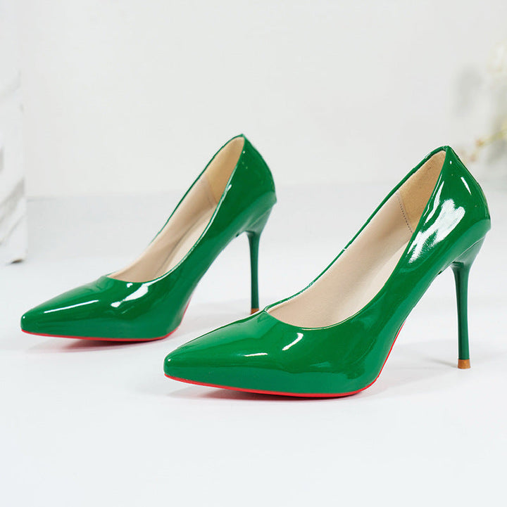 Women High-Heeled Pumps with Shiny Patent Finish and Elegant Silhouette Lune London