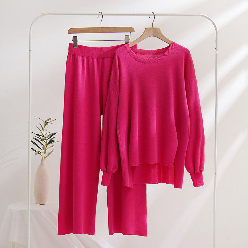 Lune London casual knit top and pants set for women