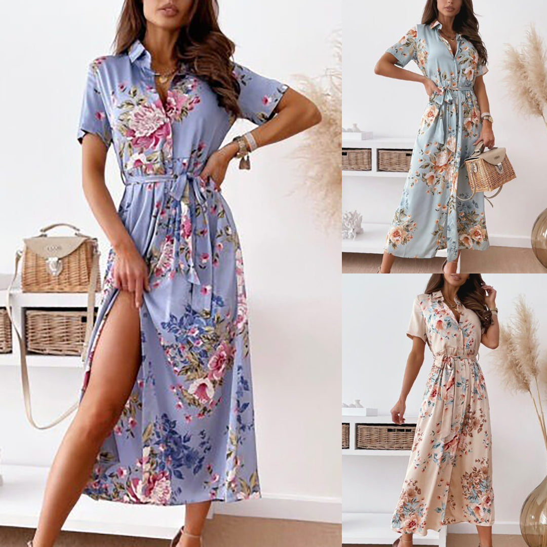 Lune London Floral Print Midi Shirt Dress for Women