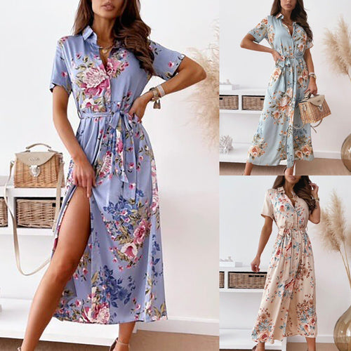 Lune London Floral Print Midi Shirt Dress for Women