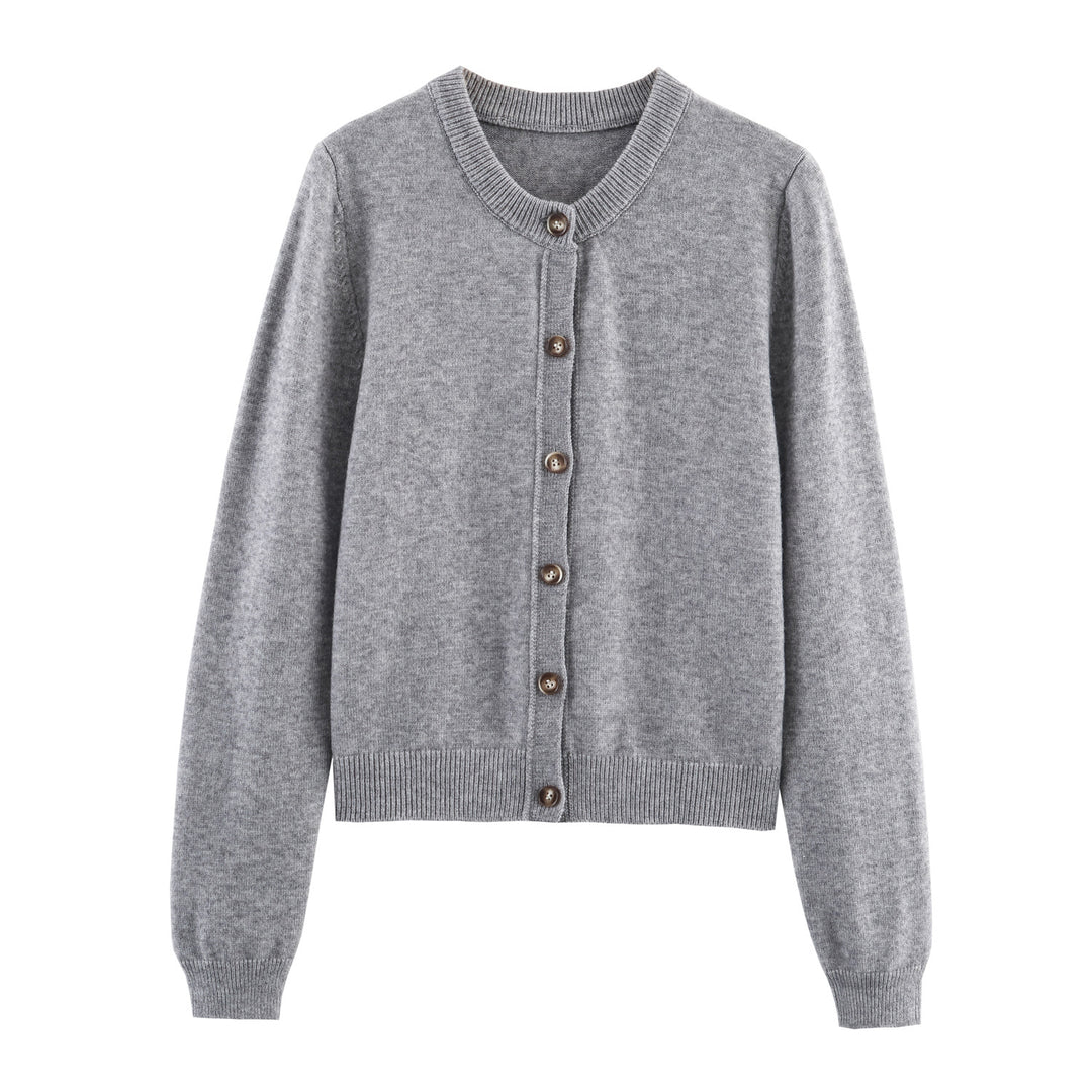 Womens knit jacket with button closure and fine woven structure Lune London