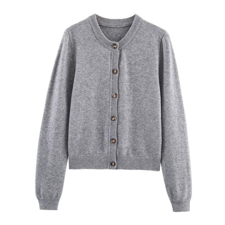 Womens knit jacket with button closure and fine woven structure Lune London
