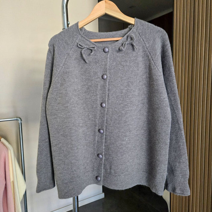 Ladies Cozy Pullover with Decorative Knots and Large Buttons Lune London