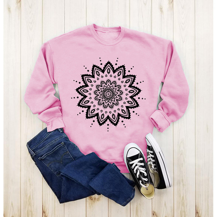 Sweatshirt pour femme avec design mandala créatif et coupe décontractée Chic & Stil