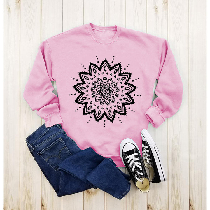 Sweatshirt pour femme avec design mandala créatif et coupe décontractée Chic & Stil