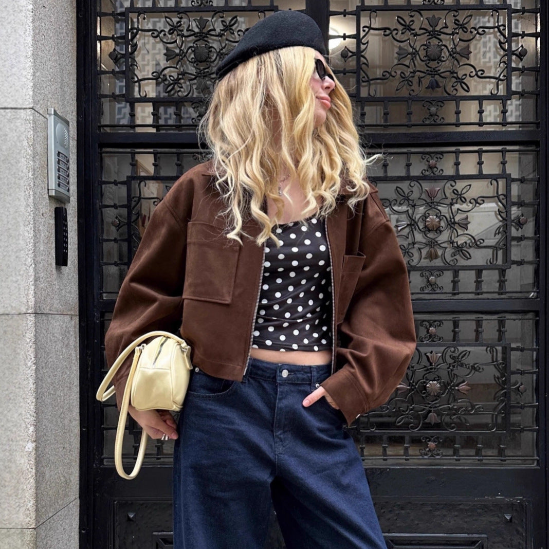 Oversized suede jacket for women with practical pockets Lune London