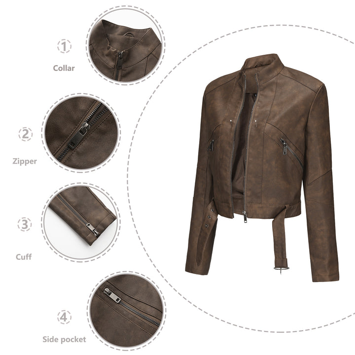Modern cropped leather jacket for women with stylish detail Lune London