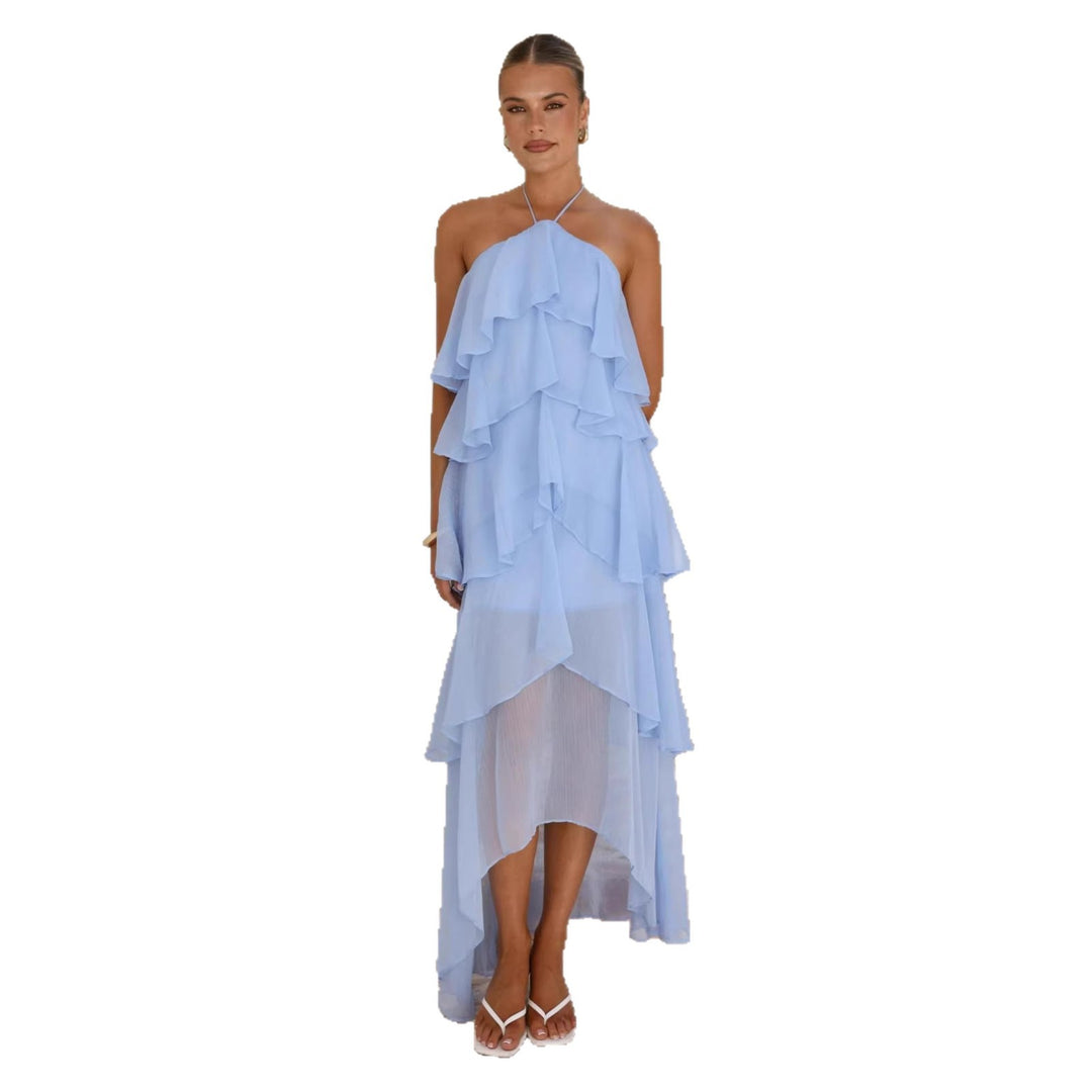 Robe maxi femme avec superposition élégante et volants floraux Chic & Stil