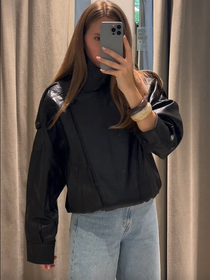 Casual faux leather jacket for women in oversized cut Lune London