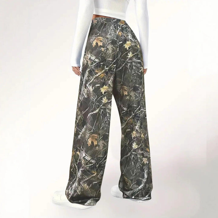 Camouflage palazzo pants for women with elastic waist and comfortable fit Lune London