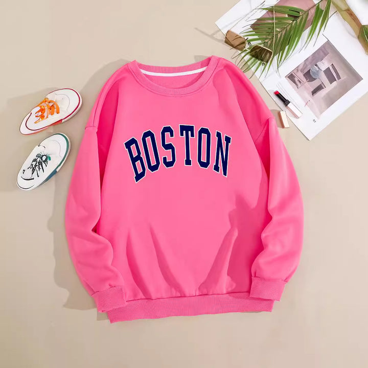 Women casual sweatshirt with Boston print Chic & Stil
