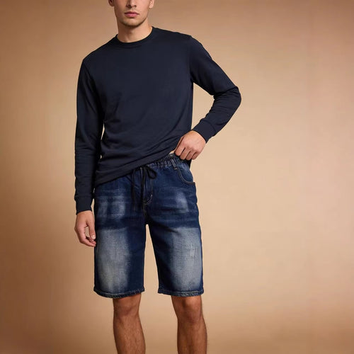 Men's comfortable denim shorts with elastic waistband and casual design Lune London