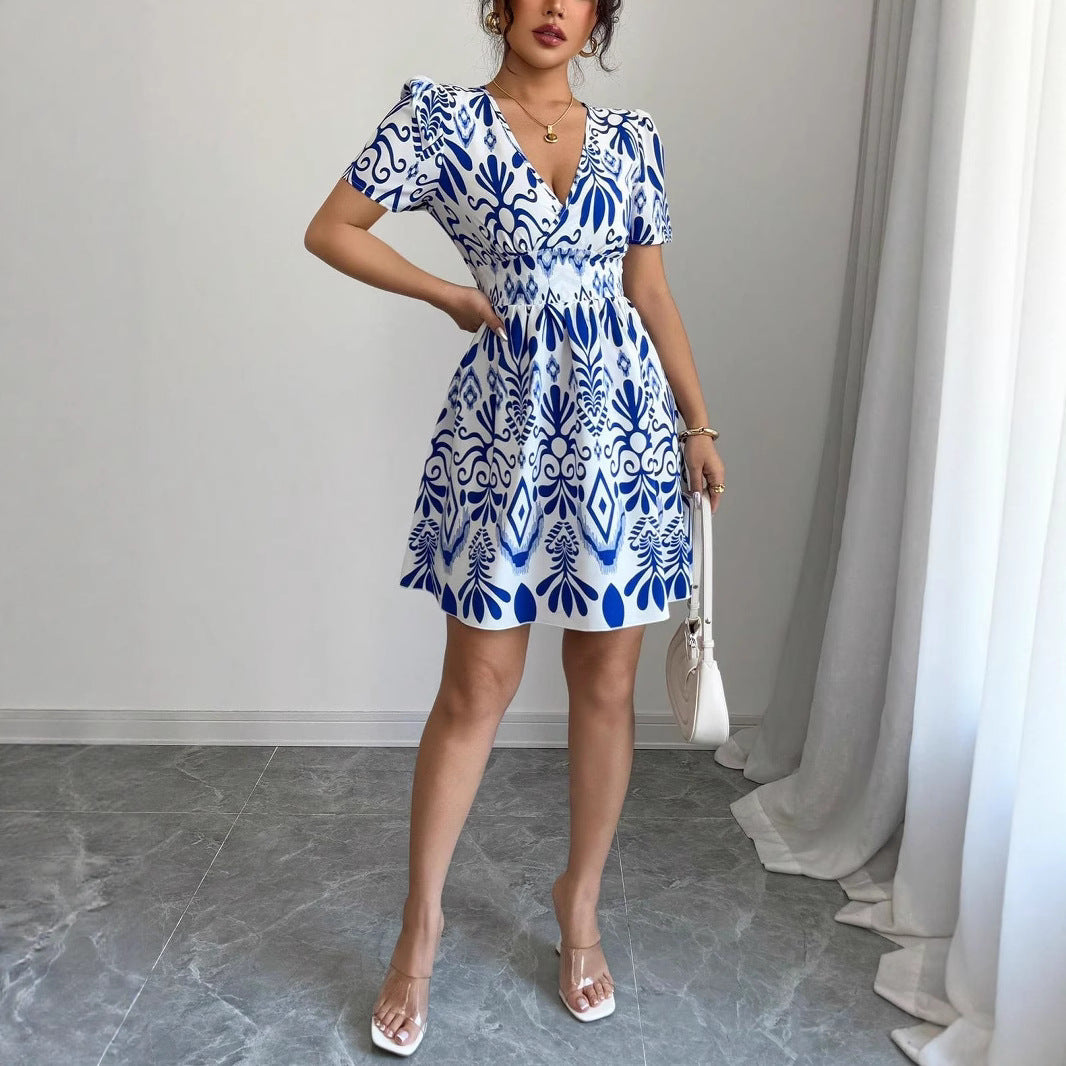 Mini dress for women with a playful A-line cut and floral patterns Lune London