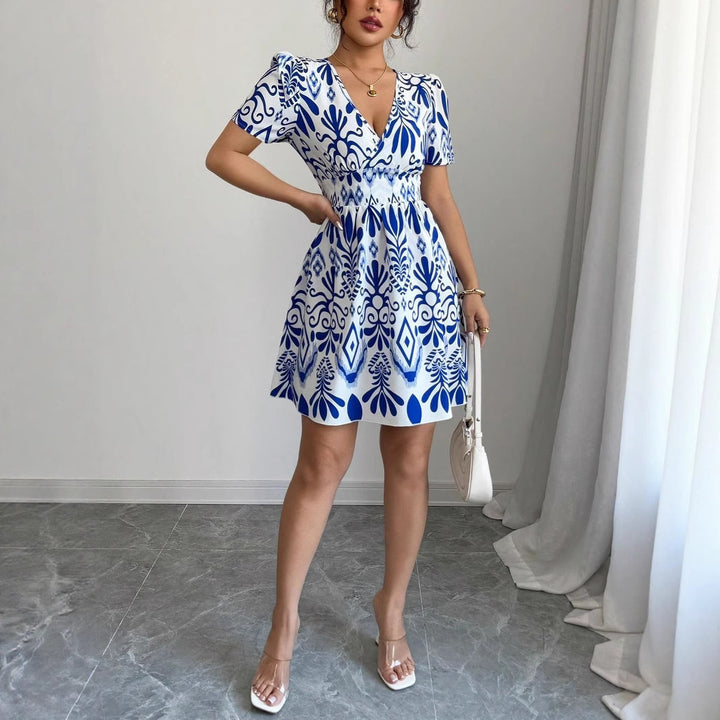 Mini dress for women with a playful A-line cut and floral patterns Lune London