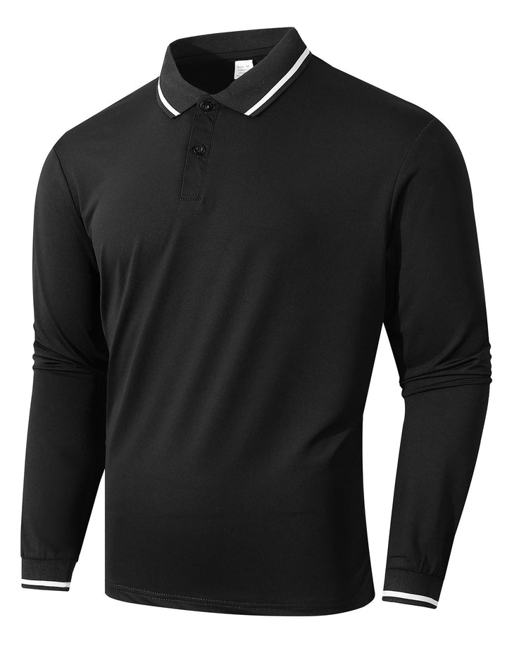 Men's long sleeve polo shirt with sporty ribbed structure Lune London