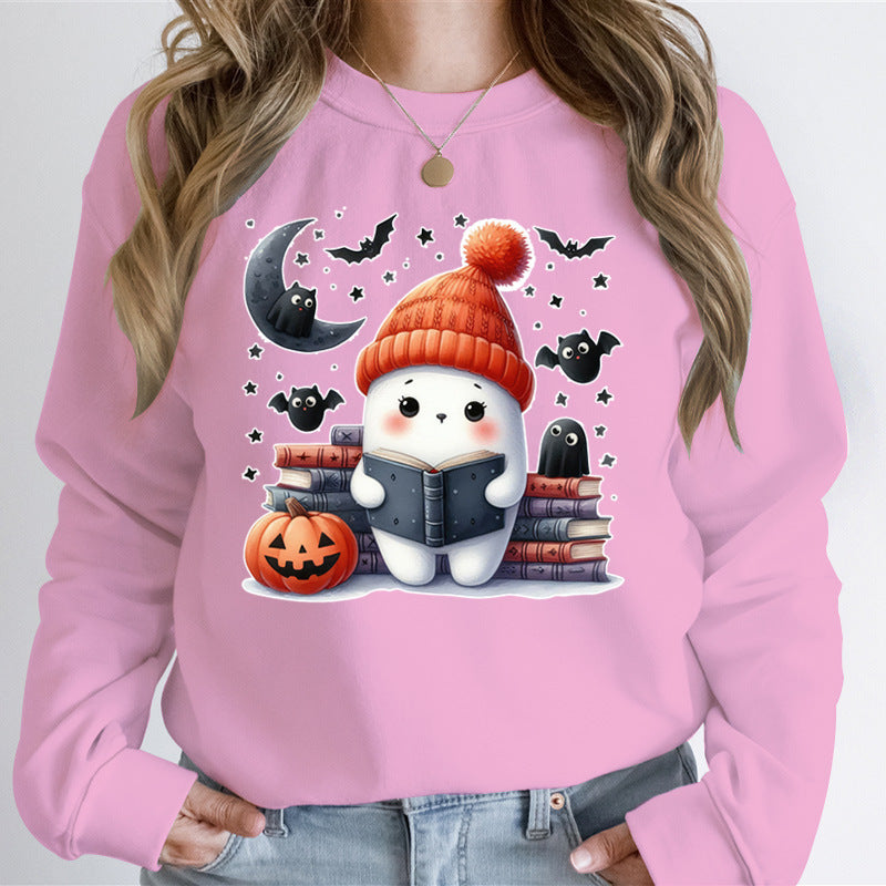 Sweat-shirt pour femmes avec motif d'Halloween mignon et design de livre Chic & Stil