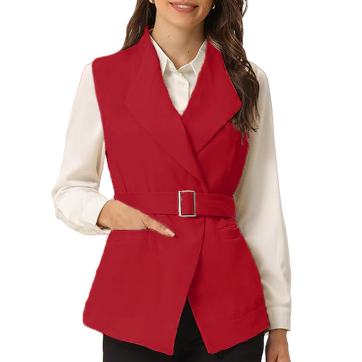 Women elegant fitted vest with beautiful belt accent Lune London