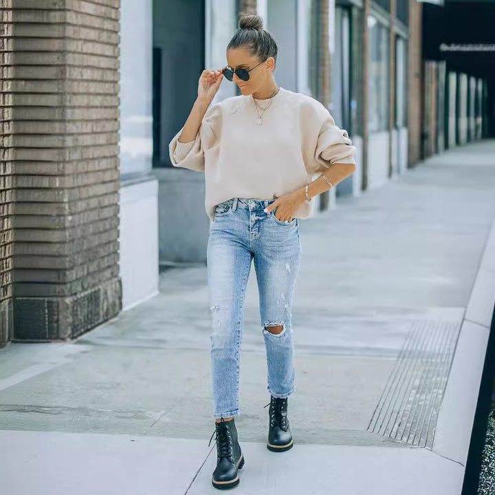 Ladies fashionable sweatshirt with puff sleeves Lune London