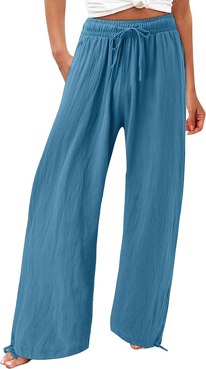 Loose summer pants for women in lightweight material with adjustable waist Lune London