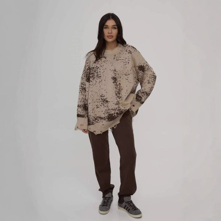 Casual knit sweater for women with trendy tear details Lune London