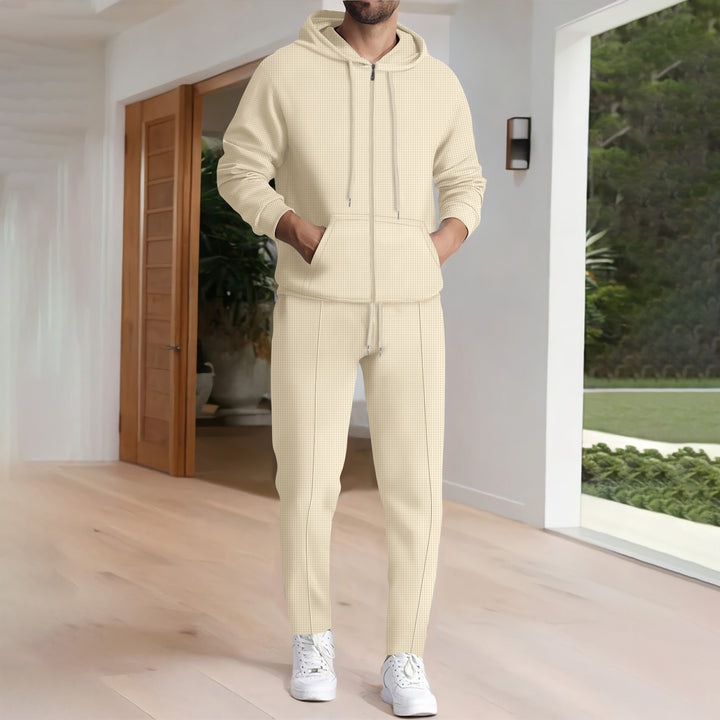 Men's leisure hoodie set and jogger pants with modern chic and style design