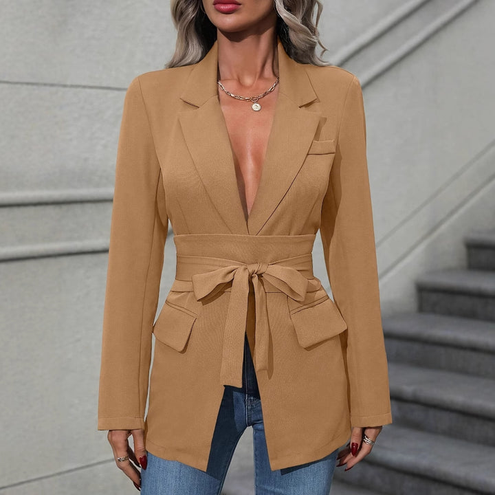 Elegant blazer jacket for women with waist belt and practical pockets Lune London
