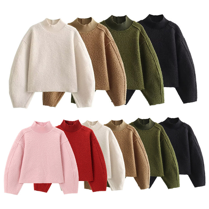 Pull femme douillet avec col montant et épaules tombantes Lune London