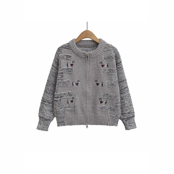 Ladies knit cardigan with colorful bird pattern Lune London
