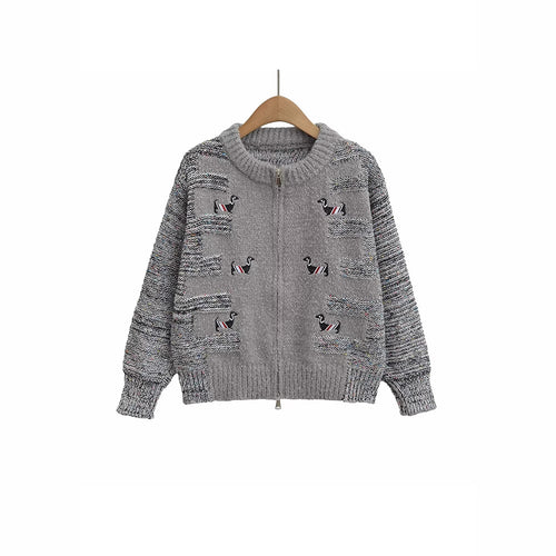 Ladies knit cardigan with colorful bird pattern Lune London