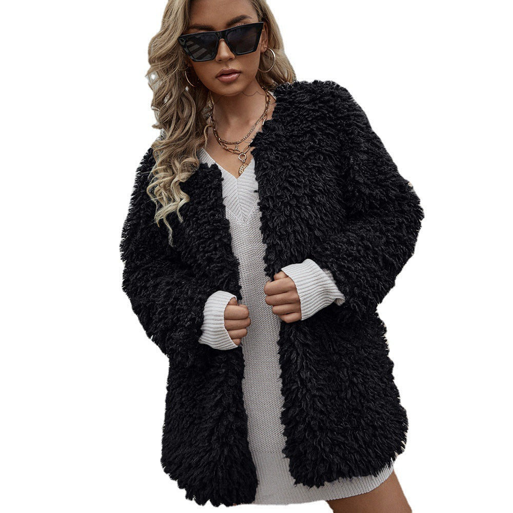 Ladies Cozy Robe with Plush Faux Fur Lune London