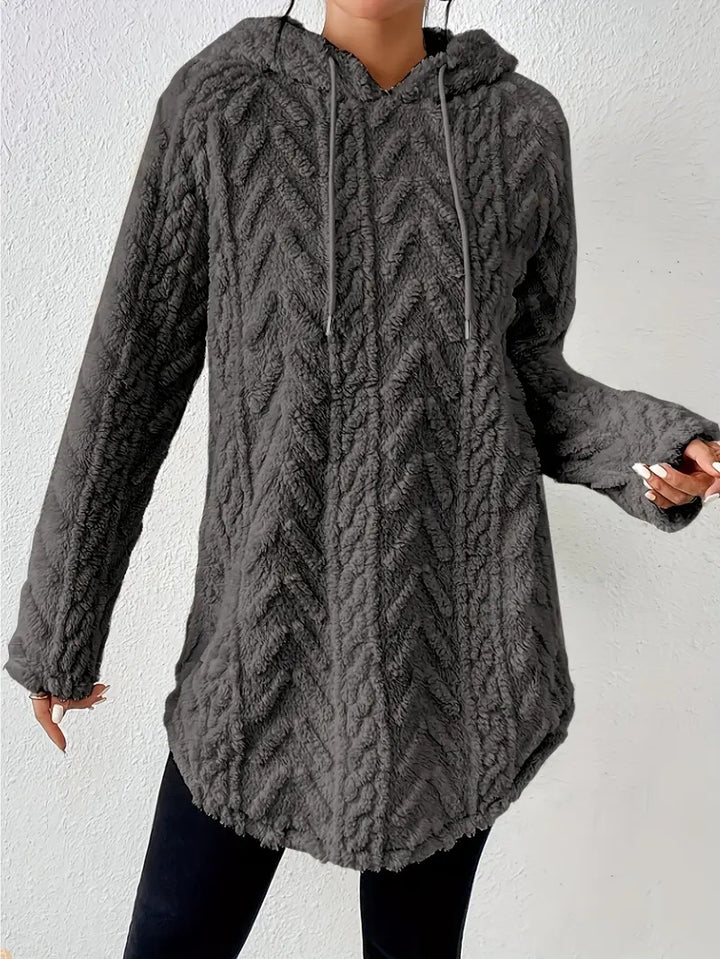 Ladies Fleece Hoodie with structured twisted pattern Moon London