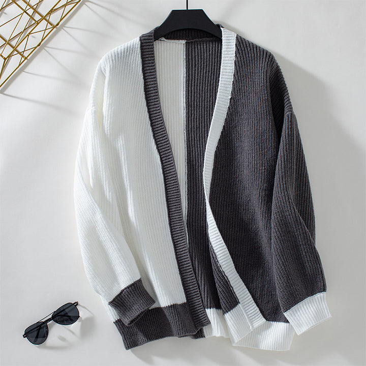 Casual knitted cardigan for women with asymmetrical design and structured knit Lune London