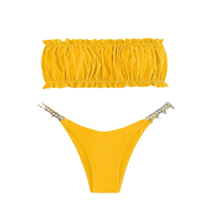 Ladies Ruffle-Bandeau-Bikini-Set Lune London 1750922681