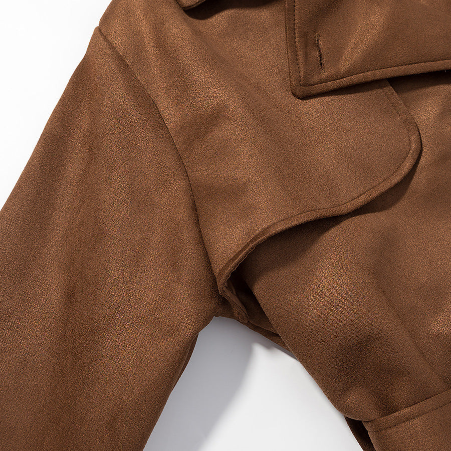 Manteau trench élégant pour dames en imitation suède doux avec ceinture pratique et coupe tendance Chic & Stil