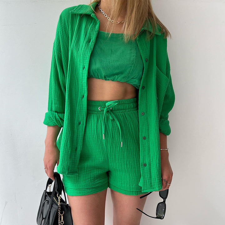 Casual set for women with short sleeves in breathable material with elastic waist Lune London