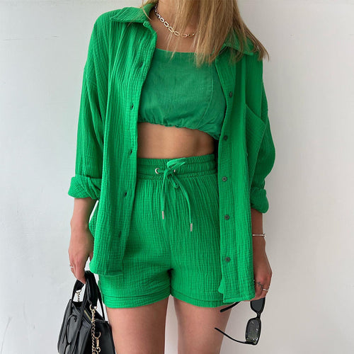 Casual set for women with short sleeves in breathable material with elastic waist Lune London