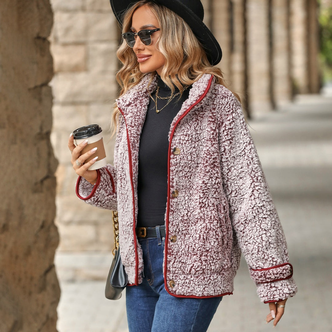Fleece jacket for women with high collar and fluffy texture Lune London