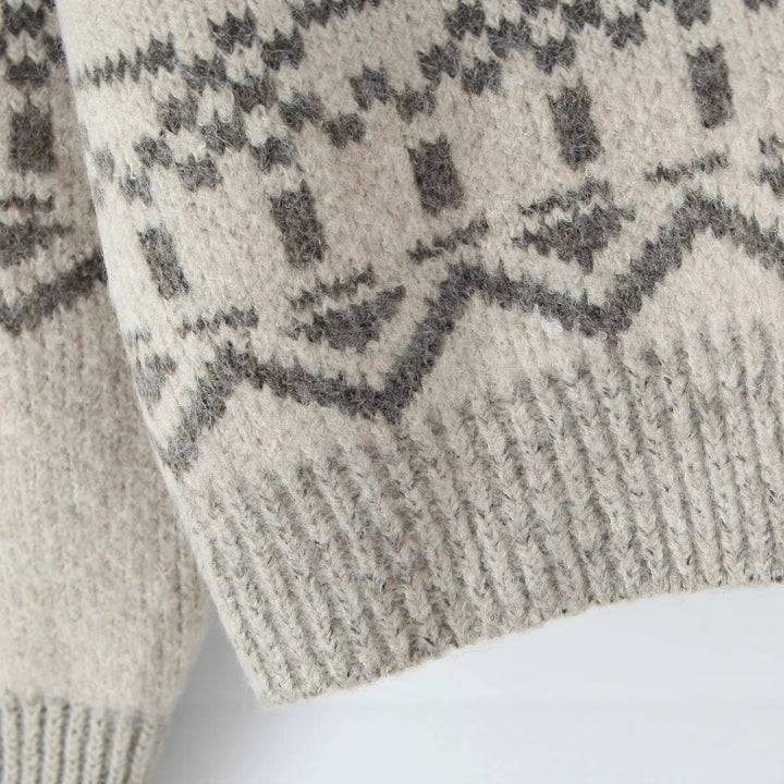 Ladies patterned knitted with high collar and button details Lune London