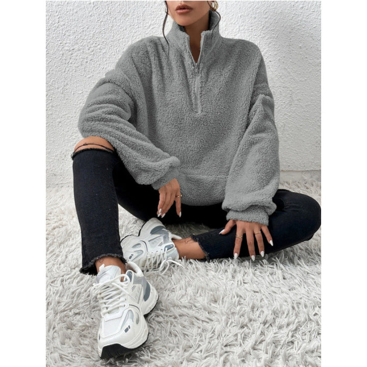 Ladies Soft Sweater and Teddy with half-zip and kangaroo pocket Lune London