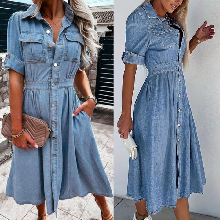 Lune London Denim Button-Up Shirt Dress for Women