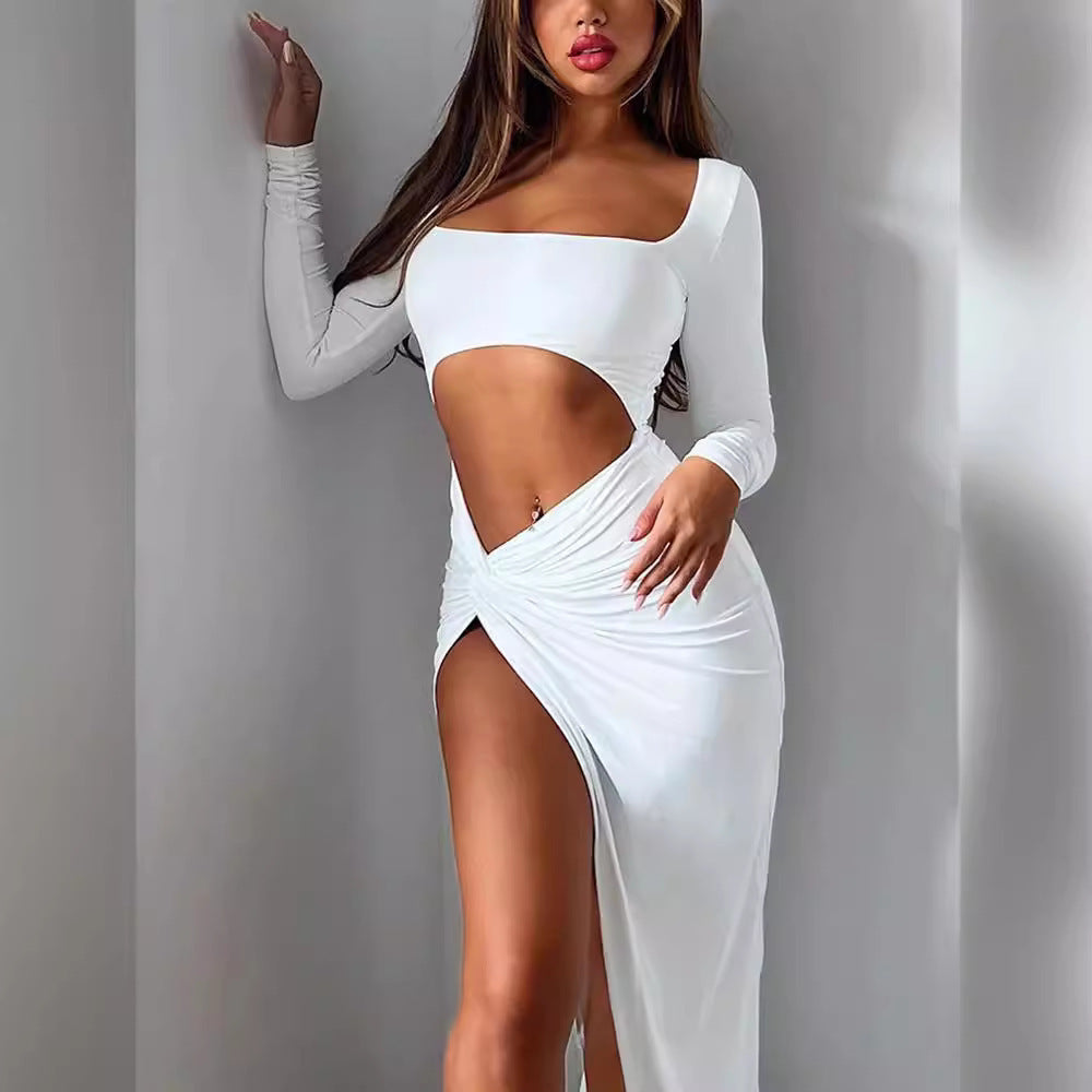 Off-Shoulder Dress for Women with Cutout and Asymmetrical Hem Lune London