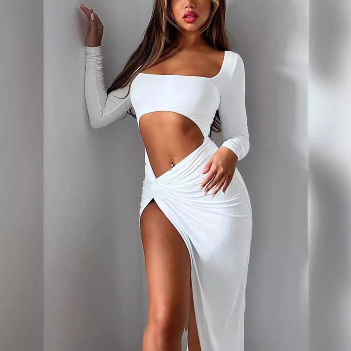 Off-Shoulder Dress for Women with Cutout and Asymmetrical Hem Lune London