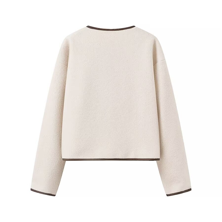 Short fleece jacket for ladies with decorative drawstring and side pockets Lune London